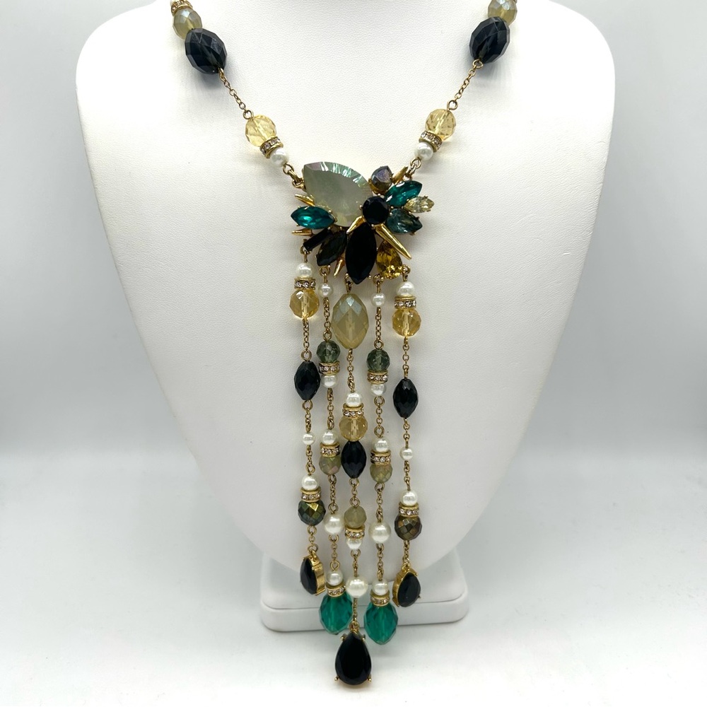 Erickson Beamon Rocks Beaded Drop Fringe Necklace